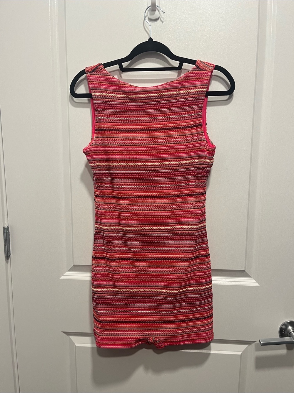 Sleeveless Pink Striped Knit Shift Romper